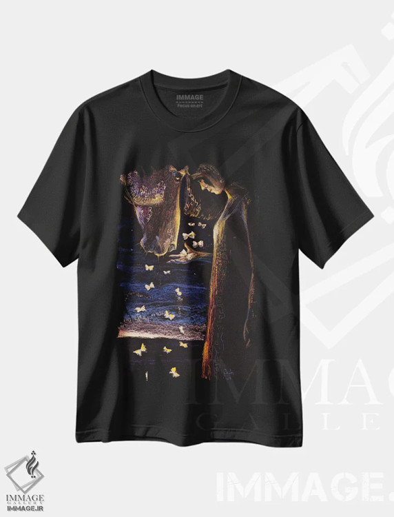 تیشرت مشکی طرح دار آغاز، دست نقاشی و طراحی دستی اثر فافا کورولوا | immage.ir
