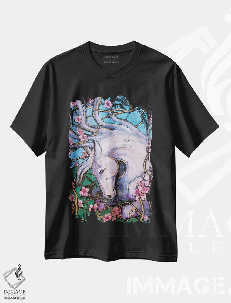 تیشرت مشکی طرح دار انتظار، مدیوم اثر فافا کورولوا | فروشگاه ایماژ
