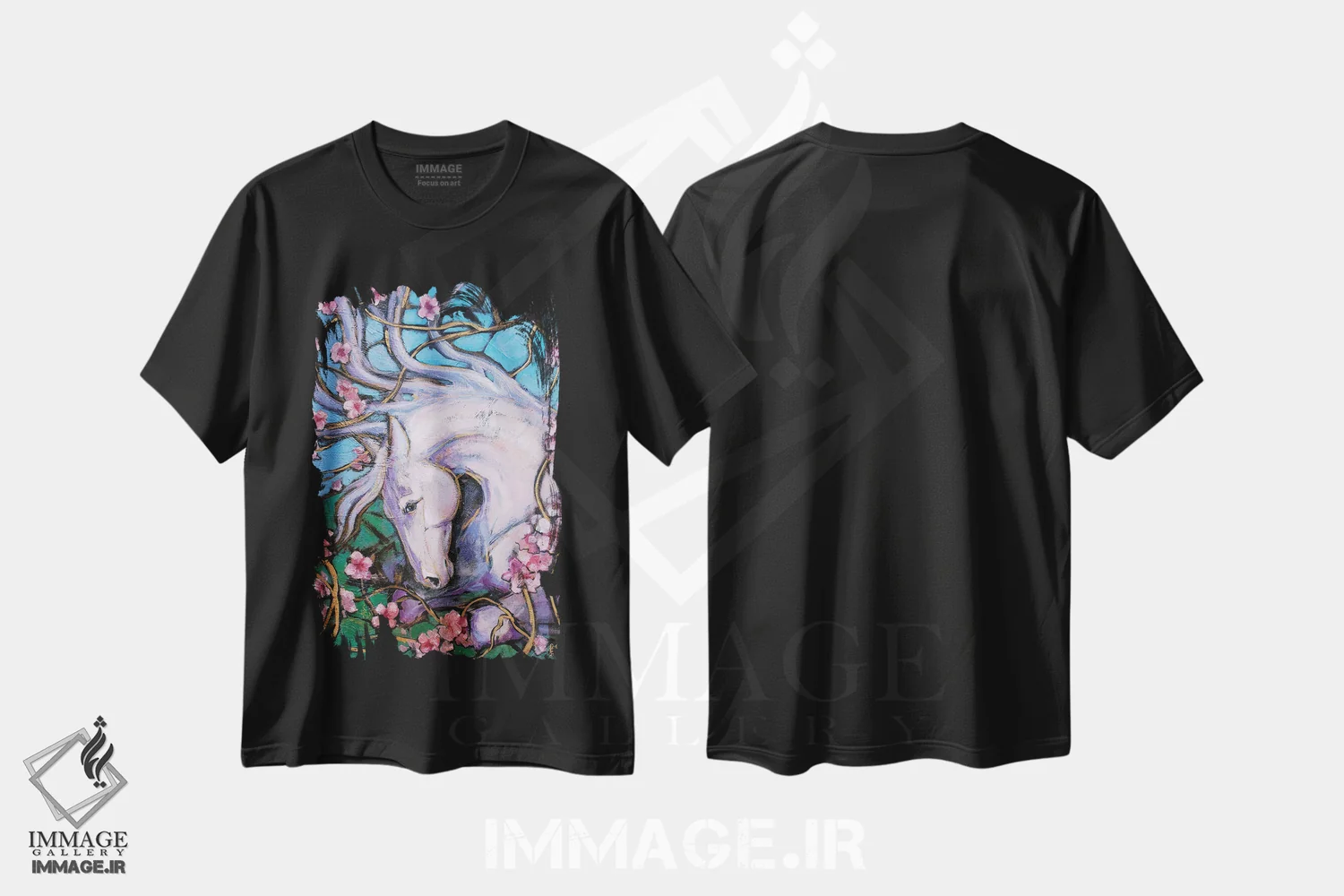 تیشرت مشکی طرح دار انتظار، مدیوم اثر فافا کورولوا | فروشگاه ایماژ