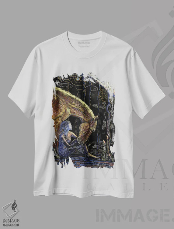 تیشرت سفید طرح دار پیش از دروازه، دست نقاشی و طراحی دستی اثر فافا کورولوا | immage.ir