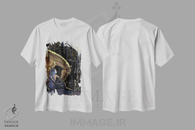 تیشرت سفید طرح دار پیش از دروازه، دست نقاشی و طراحی دستی اثر فافا کورولوا | immage.ir