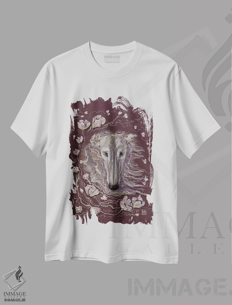 تیشرت سفید طرح دار یک بهار، تزئینی اثر فافا کورولوا | فروشگاه ایماژ