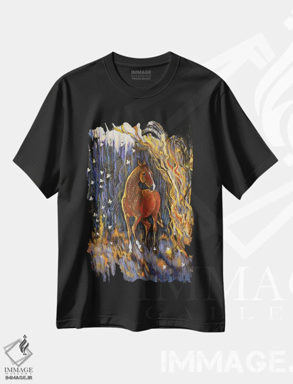 تیشرت مشکی طرح دار گذار، دست نقاشی و طراحی دستی اثر فافا کورولوا | immage.ir