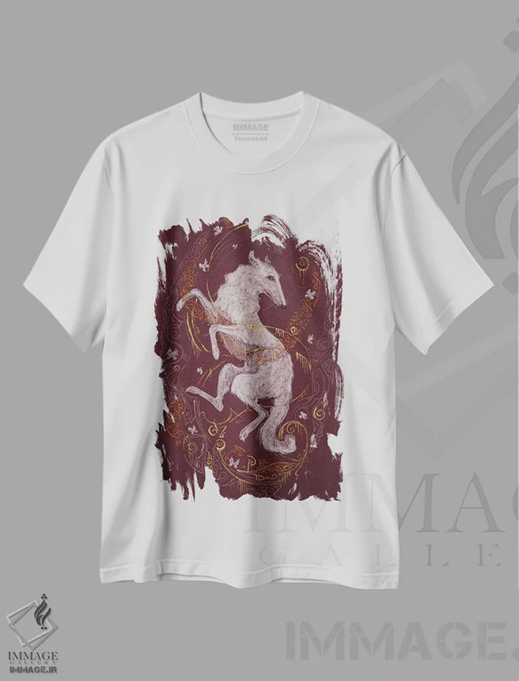 تیشرت سفید طرح دار روح، دست نقاشی و طراحی دستی اثر فافا کورولوا | immage.ir