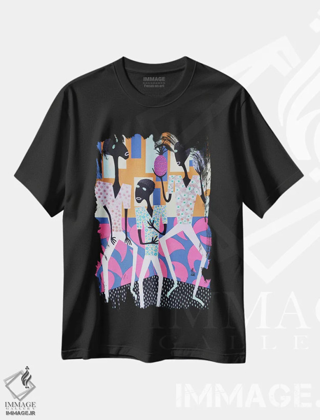 تیشرت مشکی طرح دار مهمانی رقص آناناس ۲، آبستره اثر فرانتیشک فلوریان | فروشگاه ایماژ