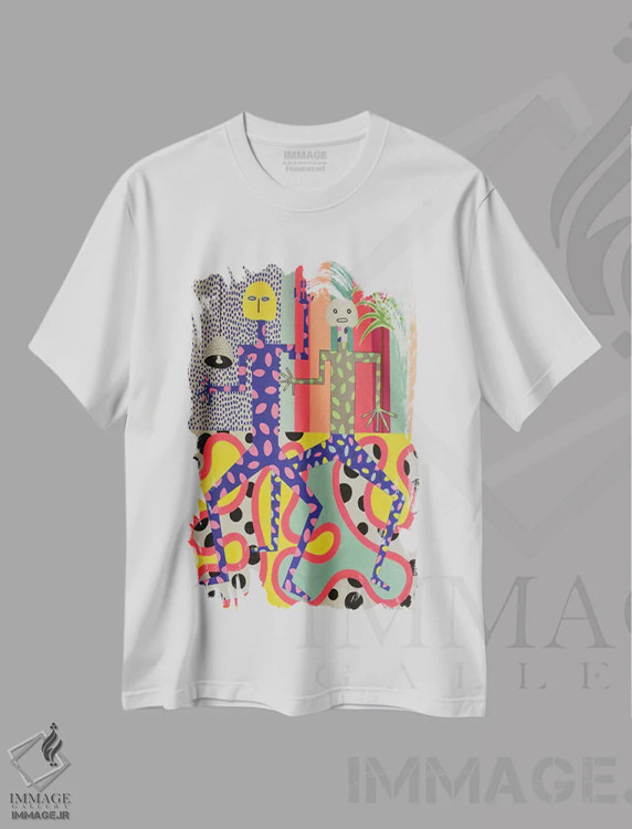 تیشرت سفید طرح دار شب وحشیانه شماره ۶، آبستره اثر فرانتیشک فلوریان | immage.ir