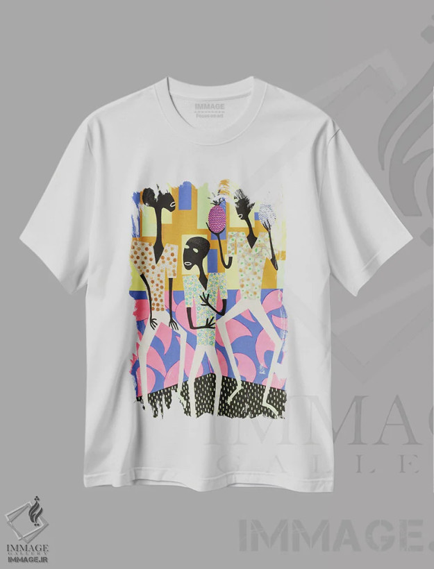تیشرت سفید طرح دار مهمانی رقص آناناسی شماره ۲، هنر فاخر معاصر اثر فرانتیشک فلوریان | فروشگاه ایماژ