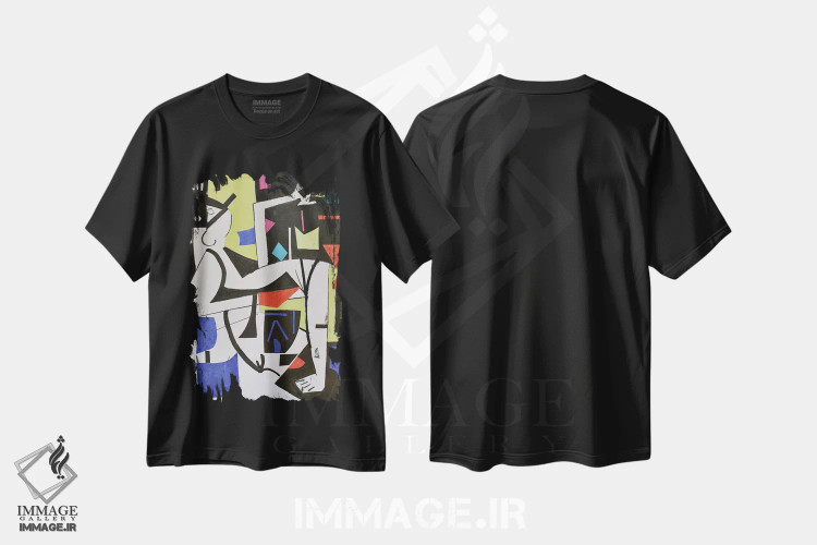 تیشرت مشکی طرح دار کاغذ شماره ۱۱، هنر فاخر معاصر اثر فرانتیشک فلوریان | immage.ir