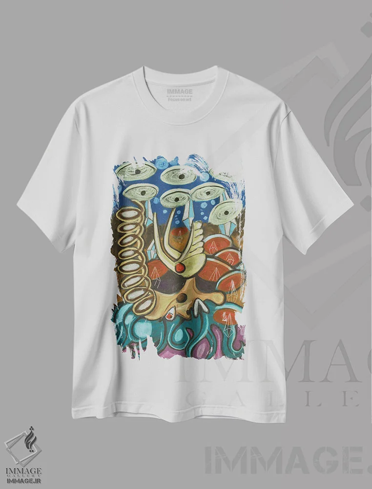 تیشرت سفید طرح دار کاغذ شماره ۱۲، هنر فاخر معاصر اثر فرانتیشک فلوریان | immage.ir