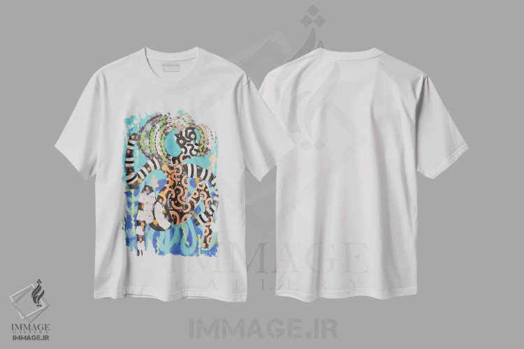 تیشرت سفید طرح دار کاغذ شماره ۱۶، هنر فاخر معاصر اثر فرانتیشک فلوریان | فروشگاه ایماژ