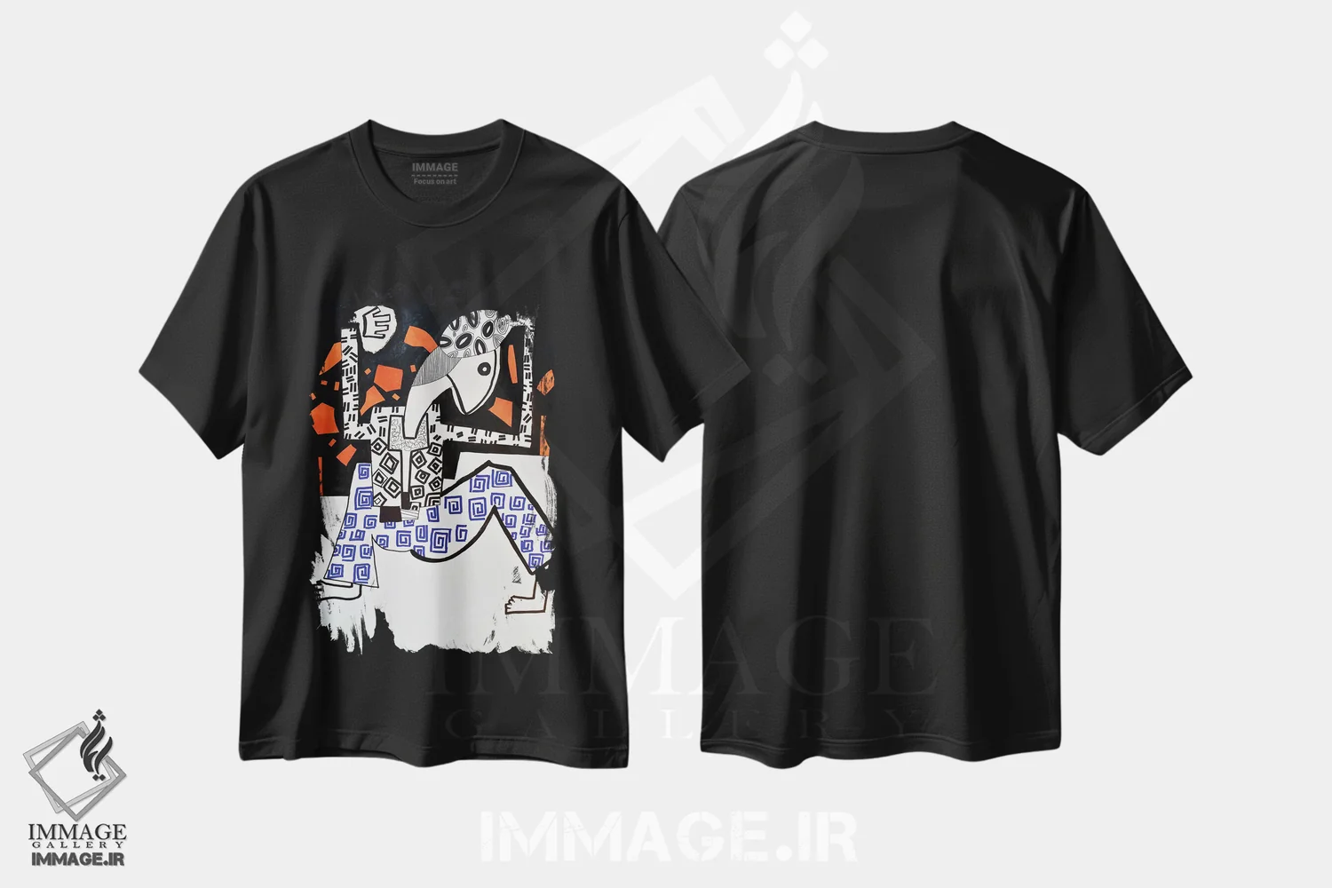 تیشرت مشکی طرح دار کاغذ شماره ۲۹، هنر فاخر معاصر اثر فرانتیشک فلوریان | فروشگاه ایماژ