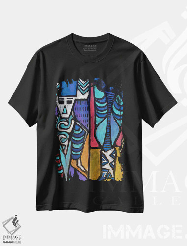 تیشرت مشکی طرح دار کاغذ شماره ۳۵ اثر فرانتیشک فلوریان | فروشگاه ایماژ