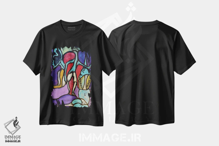 تیشرت مشکی طرح دار کاغذ شماره ۳۸ اثر فرانتیشک فلوریان | فروشگاه ایماژ