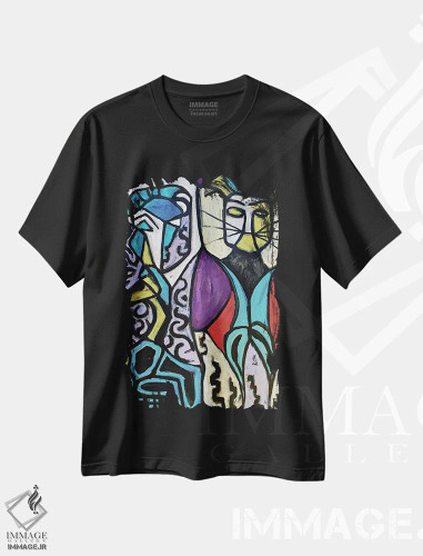 تیشرت مشکی طرح دار کاغذ شماره ۴۲، هنر فاخر معاصر اثر فرانتیشک فلوریان | فروشگاه ایماژ