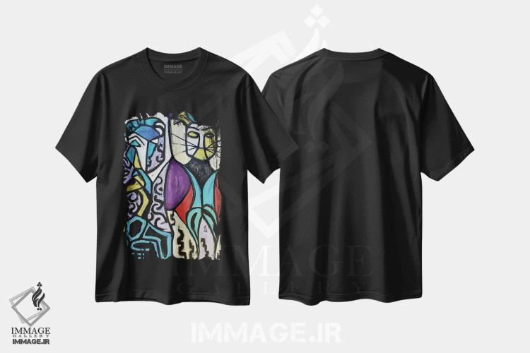 تیشرت مشکی طرح دار کاغذ شماره ۴۲، هنر فاخر معاصر اثر فرانتیشک فلوریان | فروشگاه ایماژ