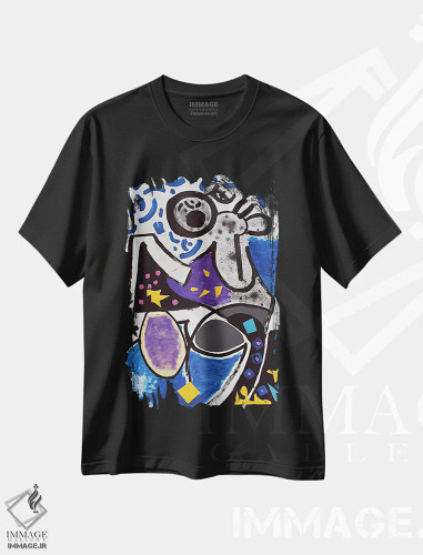 تیشرت مشکی طرح دار کاغذ شماره ۵۳ اثر فرانتیشک فلوریان | فروشگاه ایماژ