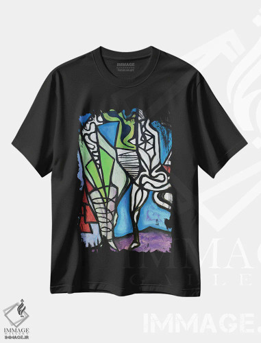 تیشرت مشکی طرح دار کاغذ شماره ۴۶ اثر فرانتیشک فلوریان | فروشگاه ایماژ