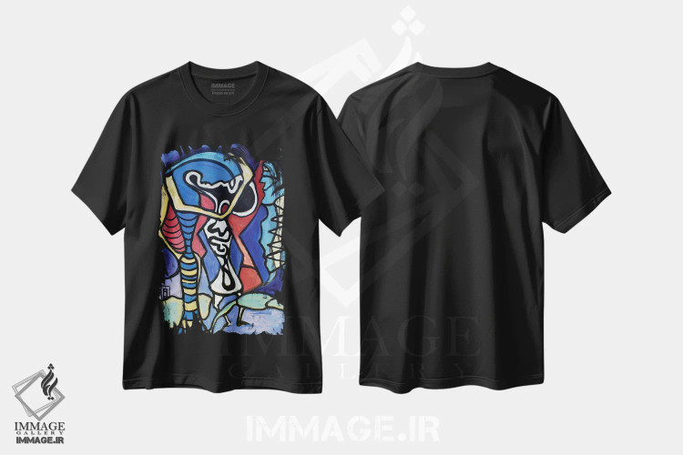 تیشرت مشکی طرح دار کاغذ شماره ۴۸ اثر فرانتیشک فلوریان | فروشگاه ایماژ