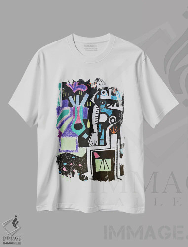 تیشرت سفید طرح دار کاغذ شماره ۵۴، هنر فاخر معاصر اثر فرانتیشک فلوریان | فروشگاه ایماژ