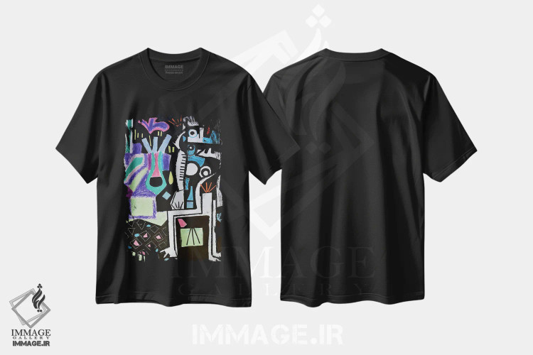 تیشرت مشکی طرح دار کاغذ شماره ۵۴، هنر فاخر معاصر اثر فرانتیشک فلوریان | immage.ir