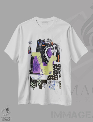 تیشرت سفید طرح دار کاغذ شماره ۵۷، هنر فاخر معاصر اثر فرانتیشک فلوریان | فروشگاه ایماژ