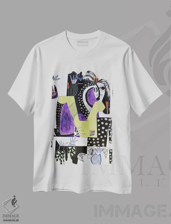 تیشرت سفید طرح دار کاغذ شماره ۵۷، هنر فاخر معاصر اثر فرانتیشک فلوریان | فروشگاه ایماژ