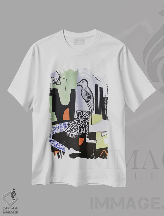 تیشرت سفید طرح دار کاغذ شماره ۶۶، هنر فاخر معاصر اثر فرانتیشک فلوریان | فروشگاه ایماژ
