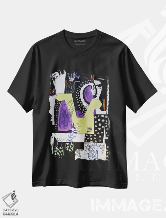 تیشرت مشکی طرح دار کاغذ شماره ۵۷، هنر فاخر معاصر اثر فرانتیشک فلوریان | immage.ir
