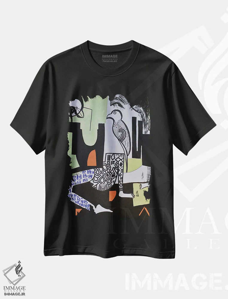 تیشرت مشکی طرح دار کاغذ شماره ۶۶، هنر فاخر معاصر اثر فرانتیشک فلوریان | immage.ir