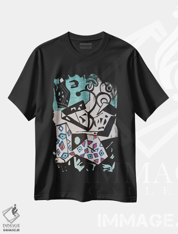 تیشرت مشکی طرح دار کاغذ شماره ۷۶، هنر فاخر معاصر اثر فرانتیشک فلوریان | immage.ir