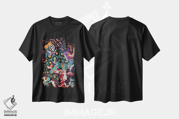 تیشرت مشکی طرح دار کاغذ شماره ۸۰ اثر فرانتیشک فلوریان | فروشگاه ایماژ