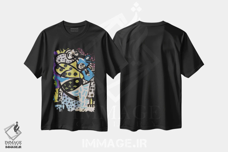تیشرت مشکی طرح دار کاغذ شماره ۷۸، هنر فاخر معاصر اثر فرانتیشک فلوریان | فروشگاه ایماژ