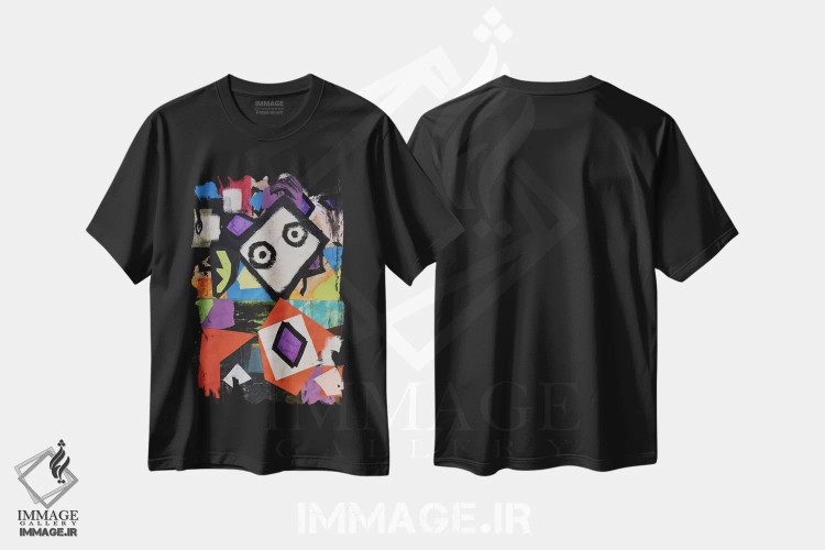 تیشرت مشکی طرح دار کاغذ شماره ۸۴ اثر فرانتیشک فلوریان | فروشگاه ایماژ