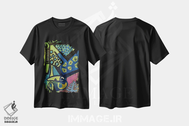 تیشرت مشکی طرح دار کاغذ شماره ۷۹، هنر فاخر معاصر اثر فرانتیشک فلوریان | immage.ir