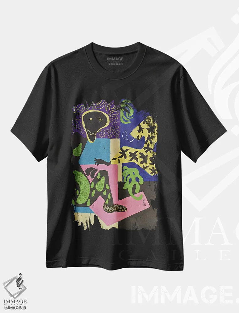 تیشرت مشکی طرح دار کاغذ شماره ۹۰، هنر فاخر معاصر اثر فرانتیشک فلوریان | فروشگاه ایماژ