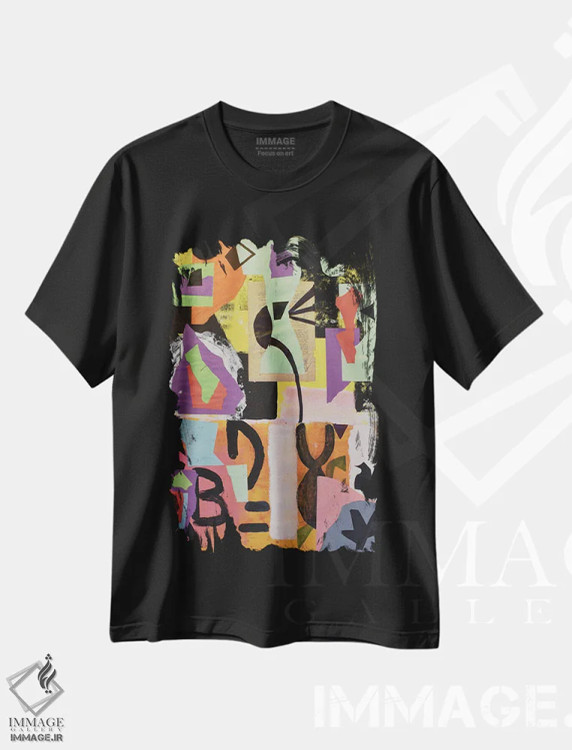 تیشرت مشکی طرح دار کاغذ شماره ۹۲ اثر فرانتیشک فلوریان | فروشگاه ایماژ
