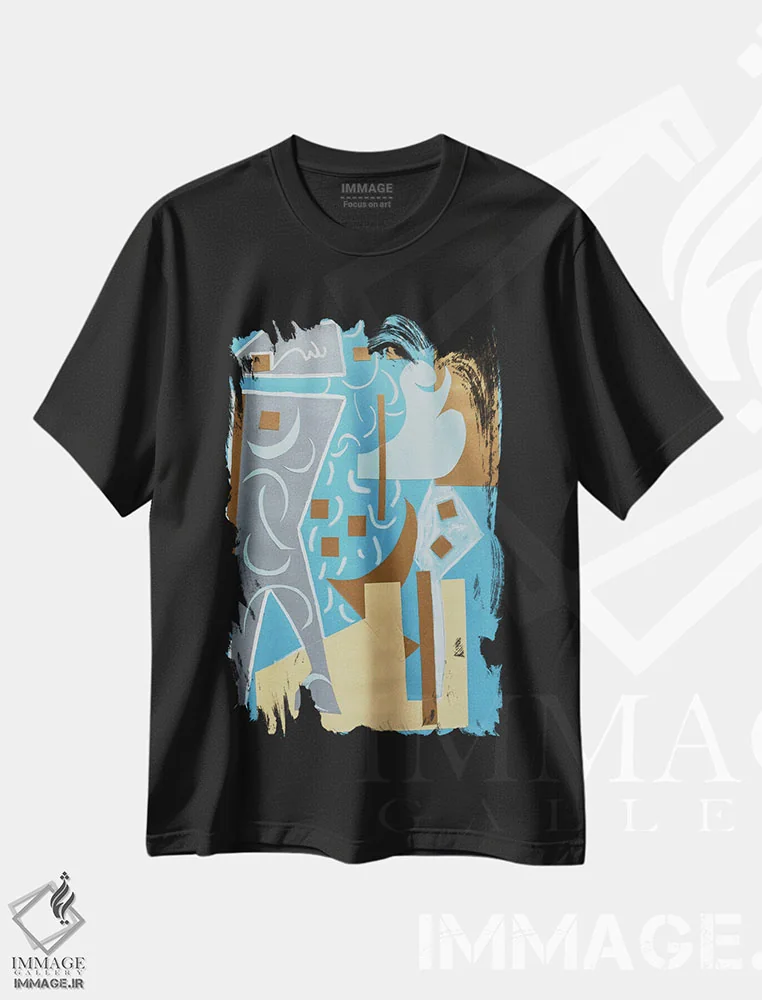 تیشرت مشکی طرح دار طلایی اثر فرانتیشک فلوریان | immage.ir