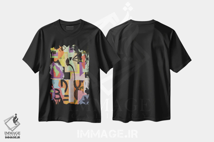 تیشرت مشکی طرح دار کاغذ شماره ۹۲ اثر فرانتیشک فلوریان | فروشگاه ایماژ