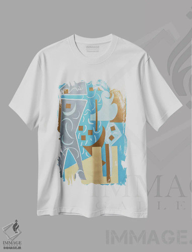 تیشرت سفید طرح دار طلایی اثر فرانتیشک فلوریان | فروشگاه ایماژ