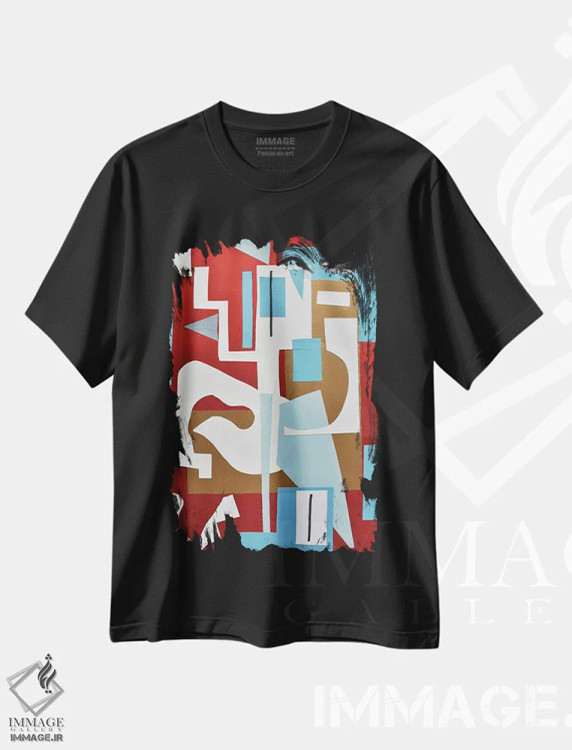 تیشرت مشکی طرح دار طلایی شماره ۳ اثر فرانتیشک فلوریان | immage.ir