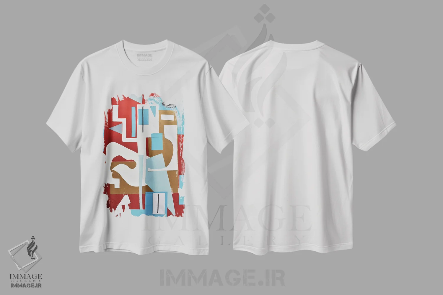 تیشرت سفید طرح دار طلایی شماره ۳ اثر فرانتیشک فلوریان | فروشگاه ایماژ