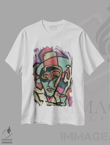 تیشرت سفید طرح دار نوک کلاه، هنر فاخر معاصر اثر فرانتیشک فلوریان | فروشگاه ایماژ
