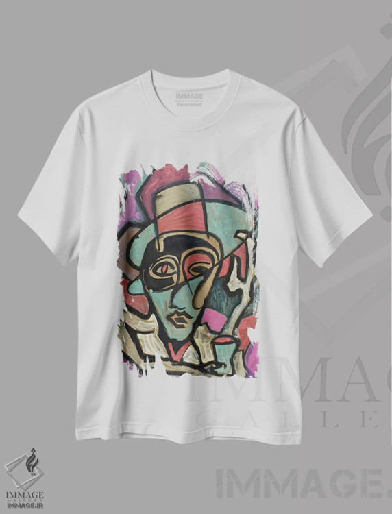 تیشرت سفید طرح دار نوک کلاه، هنر فاخر معاصر اثر فرانتیشک فلوریان | فروشگاه ایماژ