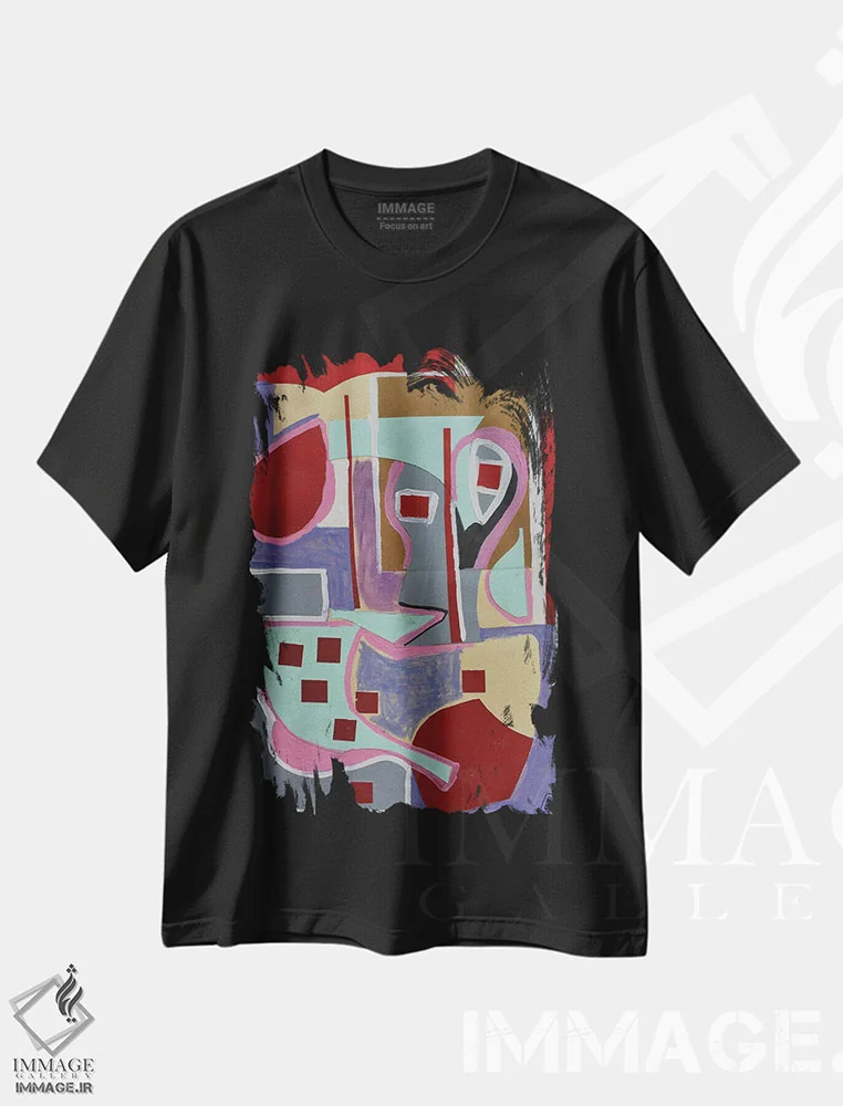 تیشرت مشکی طرح دار مربع ها اثر فرانتیشک فلوریان | فروشگاه ایماژ