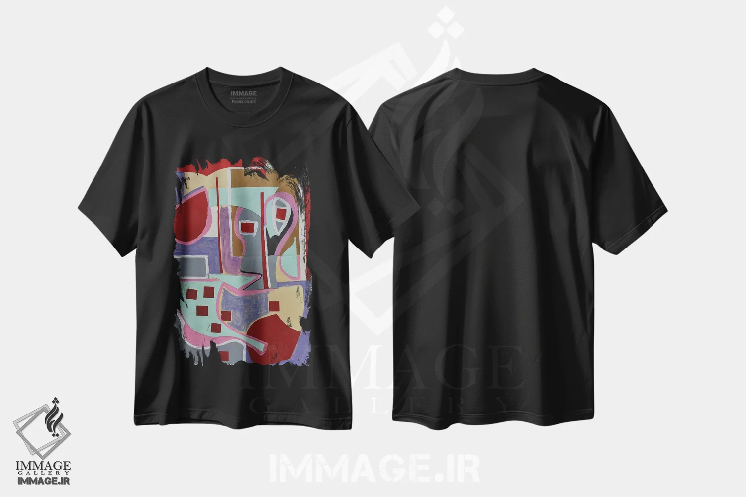 تیشرت مشکی طرح دار مربع ها اثر فرانتیشک فلوریان | فروشگاه ایماژ