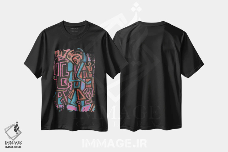 تیشرت مشکی طرح دار اشکال، هنر فاخر معاصر اثر فرانتیشک فلوریان | immage.ir