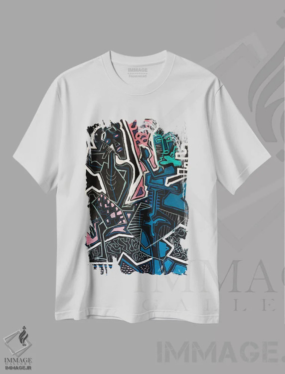 تیشرت سفید طرح دار آبستره فانکی پنج، آبستره اثر فرانتیشک فلوریان | فروشگاه ایماژ
