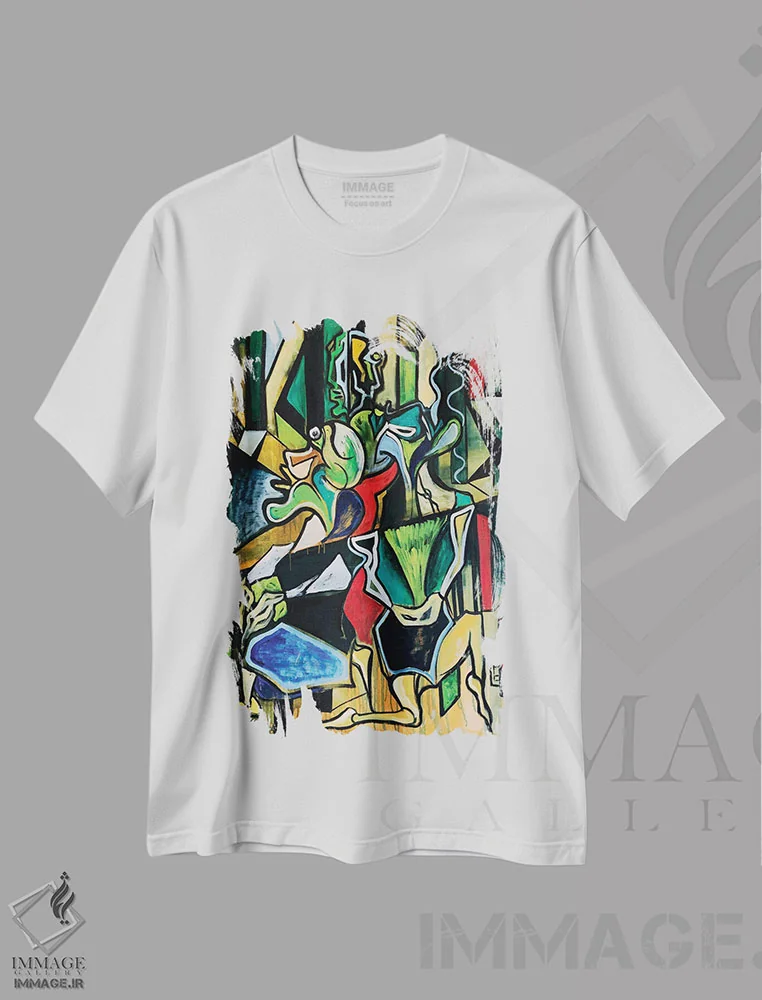 تیشرت سفید طرح دار آبستره فانکی نه، آبستره اثر فرانتیشک فلوریان | فروشگاه ایماژ