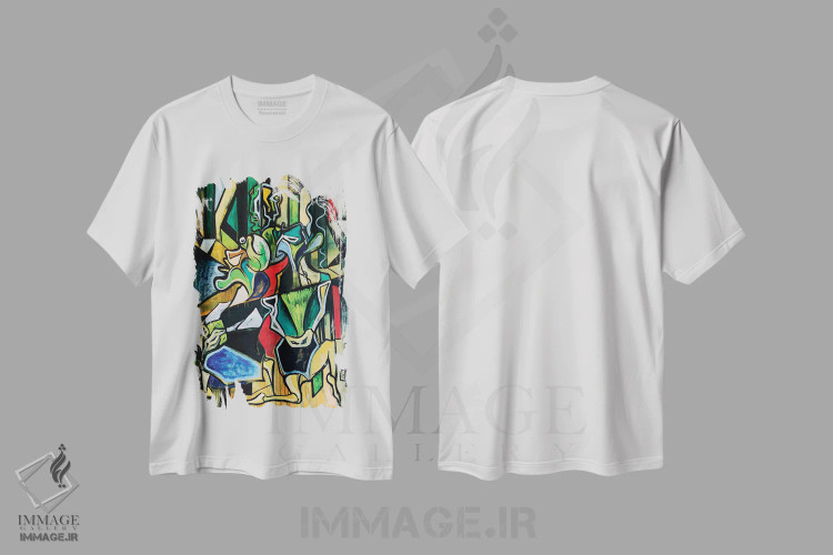 تیشرت سفید طرح دار آبستره فانکی نه، آبستره اثر فرانتیشک فلوریان | فروشگاه ایماژ