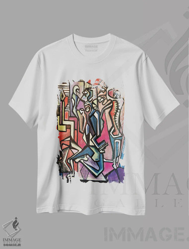 تیشرت سفید طرح دار آبستره اکسپرسیو دو، آبستره اثر فرانتیشک فلوریان | فروشگاه ایماژ